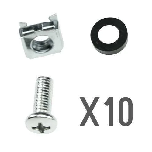 Parafusos - Apto para Racks - M&eacute;trica M6 - 10 Uni.