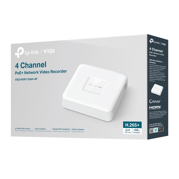 Nvr Tp-Link Vigi Nvr1104h-4p 4 Canais Poe 1hdd H265+