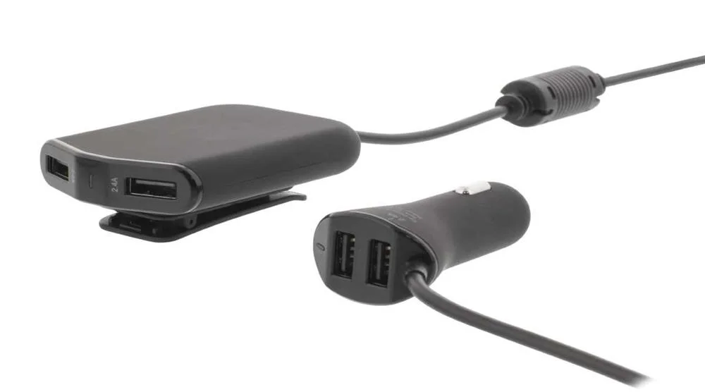 Cargador de Coche 4-Salidas 9.6 a Usb Negro