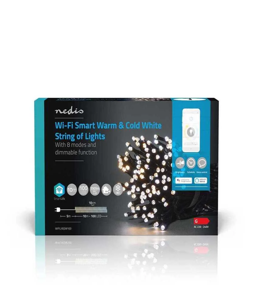 Ilumina&ccedil;&atilde;o Decorativa Nedis Smartlife Wi-Fi Warm To Cool White | 100 Leds | 10m | Android / Ios