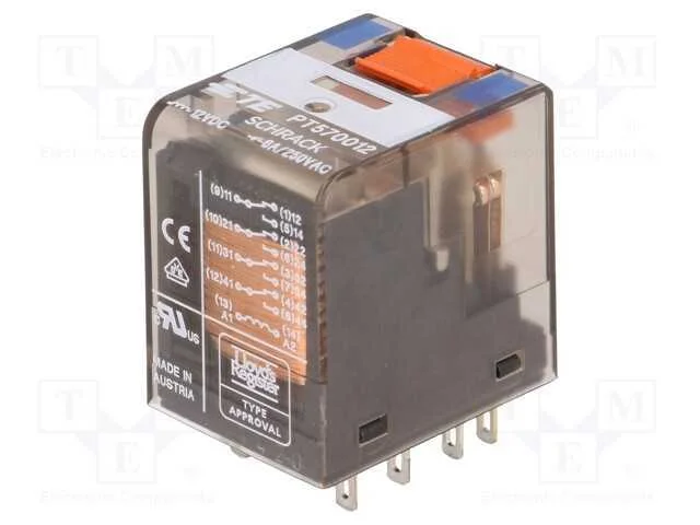 Rel&eacute;: Eletromagn&eacute;tico, 4pdt, Ubobina : 12vdc, Icontactos Max: 6a
