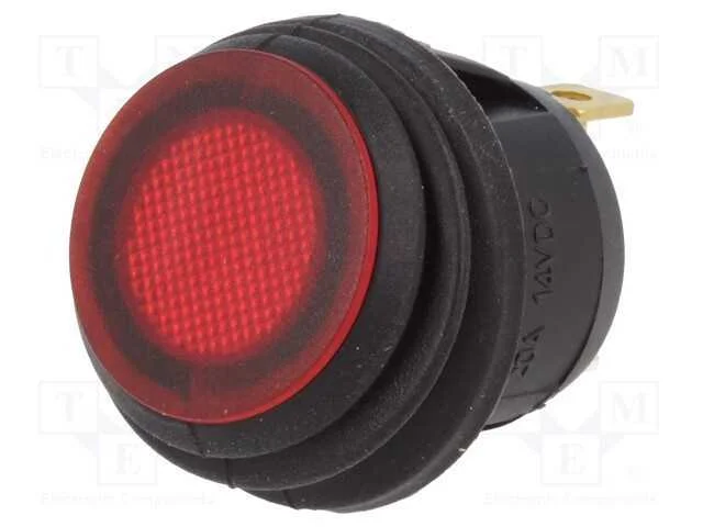 Rocker, Spst, Pos: 2, On-Off, 20a/14vdc, Vermelho, Ip65, Led, 14v