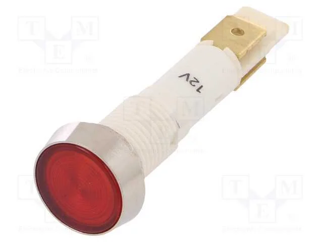 Luz indicadora: LED, plana, vermelho, 12VDC, 12VA.