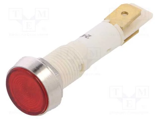 Luz Indicadora: Led, Plana, Vermelho, 24vdc, 24vac, 10mm, Pl&aacute;stico