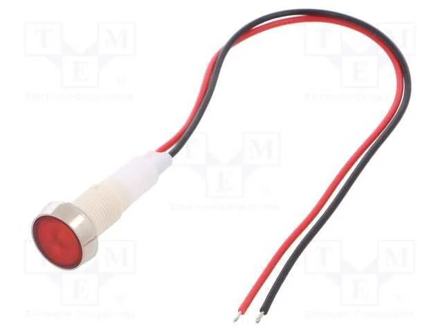Luz Indicadora: Led, Plana, Vermelho, 24vdc, 24vac, 10mm, Pl&aacute;stico