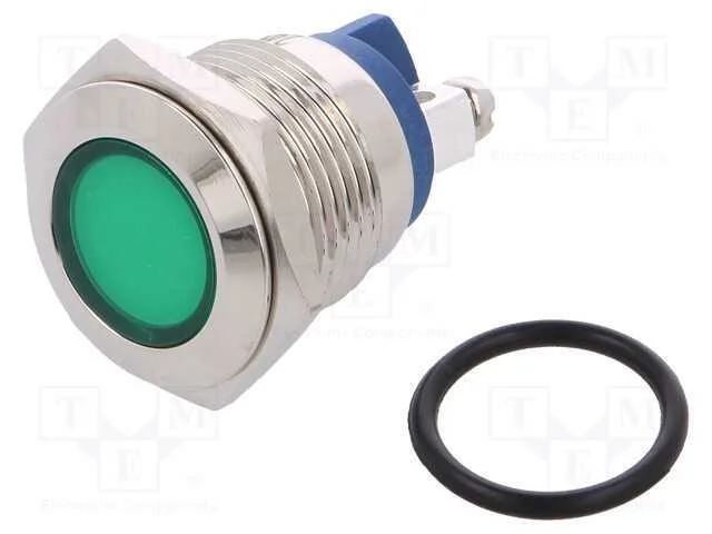 Luz indicadora: LED, plana, verde, 24VDC, 24VAC, .