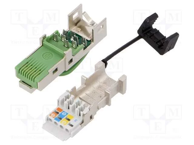 Ficha, Rj45, Pin: 8, Cat: 5, Blindadas, Dourado, Sistema: 8p8c, Ip20