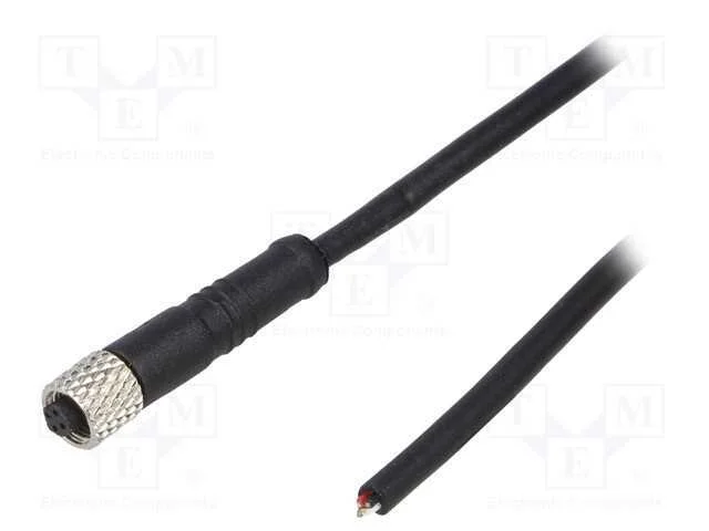 Conector: M5, ficha, f&ecirc;mea, fios, PIN: 4, 1A, sim.