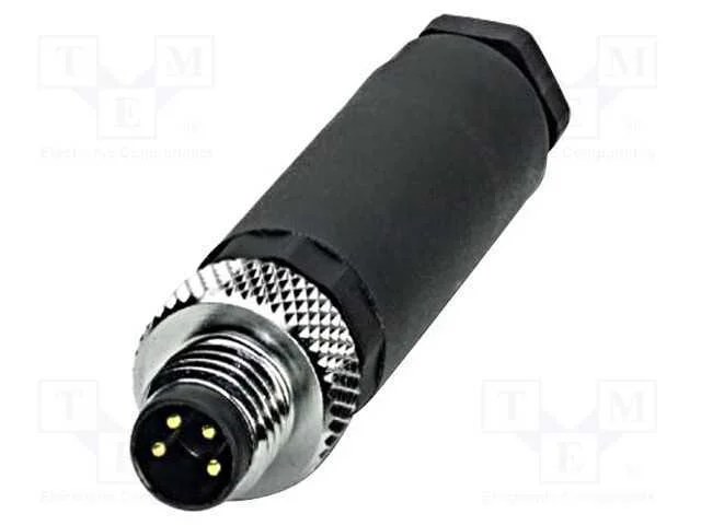 Conector: M8, Macho, Pin: 4, Simples, com Cabo, Ficha, 4a, 30v