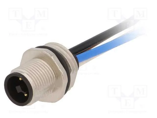 Tomada, M12, Pin: 4, Macho, C&oacute;digo T-Power, para Painel, Fios, Ip67
