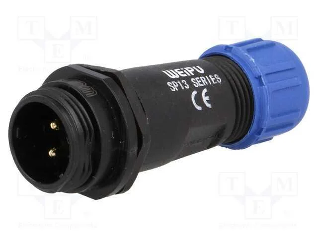 Ficha, Sp13, Macho, Pin: 2, Ip68, 4&divide;6,5mm, 13a, Solda, com Cabo, 250v