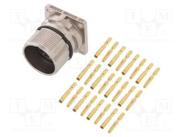 Conector: M23, Tomada, Pin: 12, F&ecirc;mea, Cerrar, Simples, 10a, Dourado