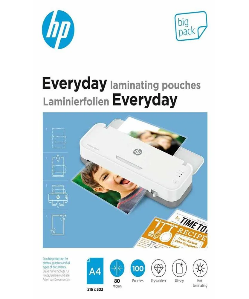 Pel&iacute;culas de Lamina&ccedil;&atilde;o Hp Todos Os Dias A4 80 Micron 100x