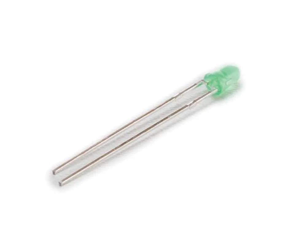 L&acirc;mpada LED padr&atilde;o de 3 mm verde difusa