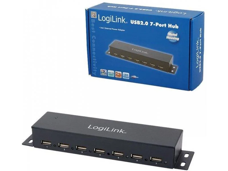 Logilink Usb-Hub 7-Portas Metal Led Display M Uni.