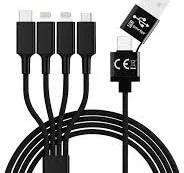 Cabo de Carregamento Smrter Hydra Elite 6 em 1 de Nylon Tipo Lightning, Preto,