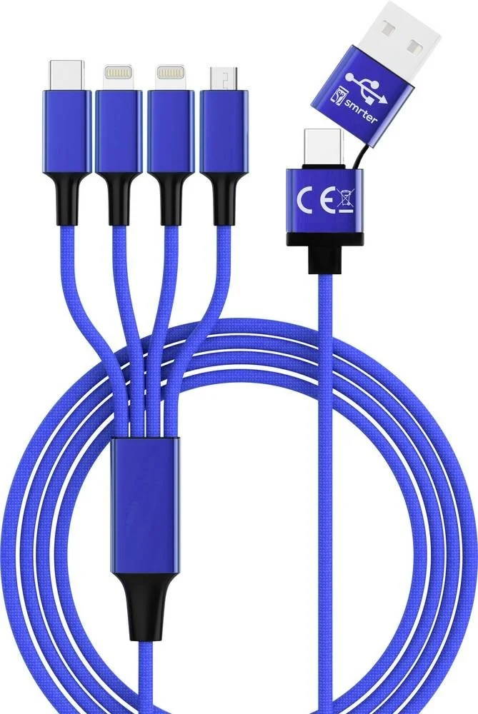 Cabo de Carregamento Smrter Hydra Elite 6em1 Nylon Tipo Lightning, Azul
