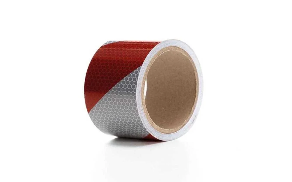 Fita Reflectora em Favo de Mel 5cm X 5m - Vermelho/Branco