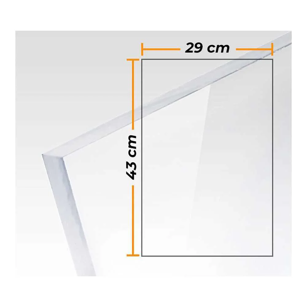 Placa Metacrilato Transparente Colada 3mm - 29x43.