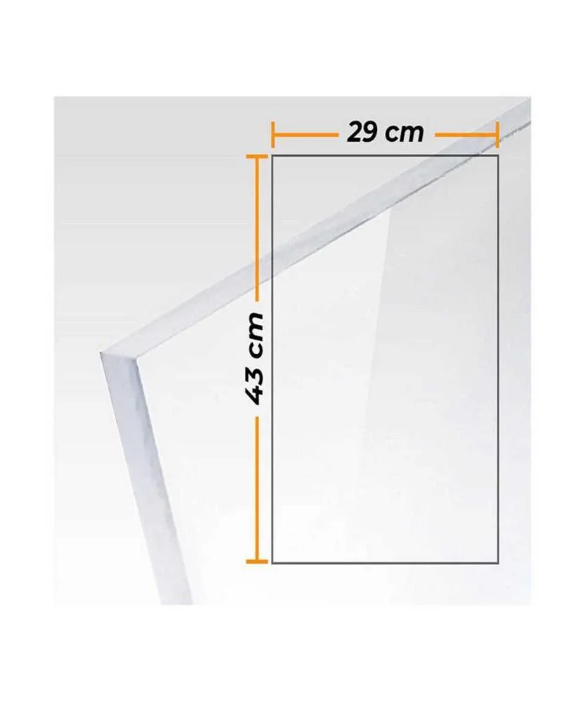 Placa Metacrilato Transparente Colada 3mm - 29x43.