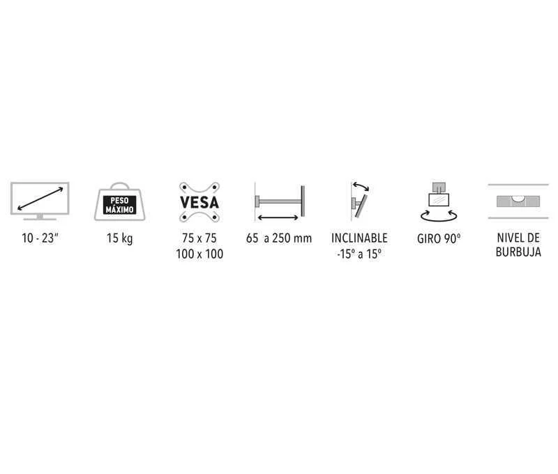 Suporte de Tv para Tv Led/Tft de 10" a 23" com Inclina&ccedil;&atilde;o