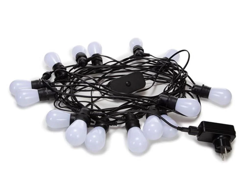 LED - 15 M - 15 Lampadas Brancas - Fio preto - In.