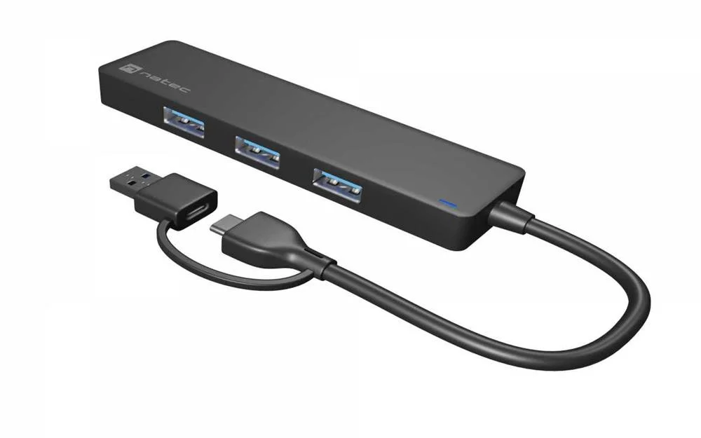 Hub Natec Mayfly Usb-C 3.0 4 Puertos + Adaptador .