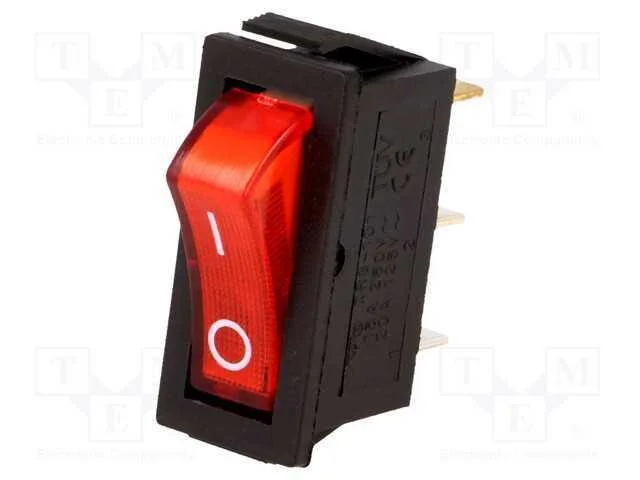 Rocker, Spst, Pos: 2, On-Off, 15a/250vac, Vermelho, L&acirc;mpada de N&eacute;on