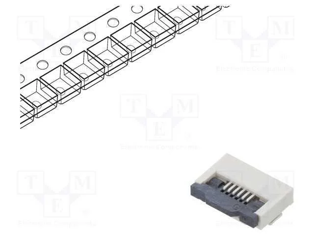 Conector: Ffc/Fpc, Horizontais, Pin: 6, Zif, Smt, 500ma, Estanhado