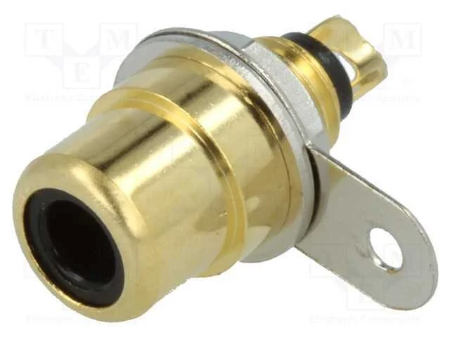 Tomada, Rca, F&ecirc;mea, Simples, Solda, Dourado, Designador: Preto