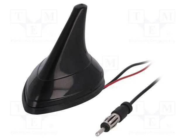 Antena, SHARK, AM,FM, DIN, 2dB, 5dB, preta, 12VDC
