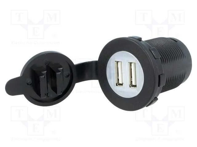 Alimentador de autom&oacute;vel, USB A tomada x2, Tens.a.