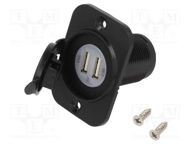 Alimentador de autom&oacute;vel, USB A tomada x2, Tens.a.