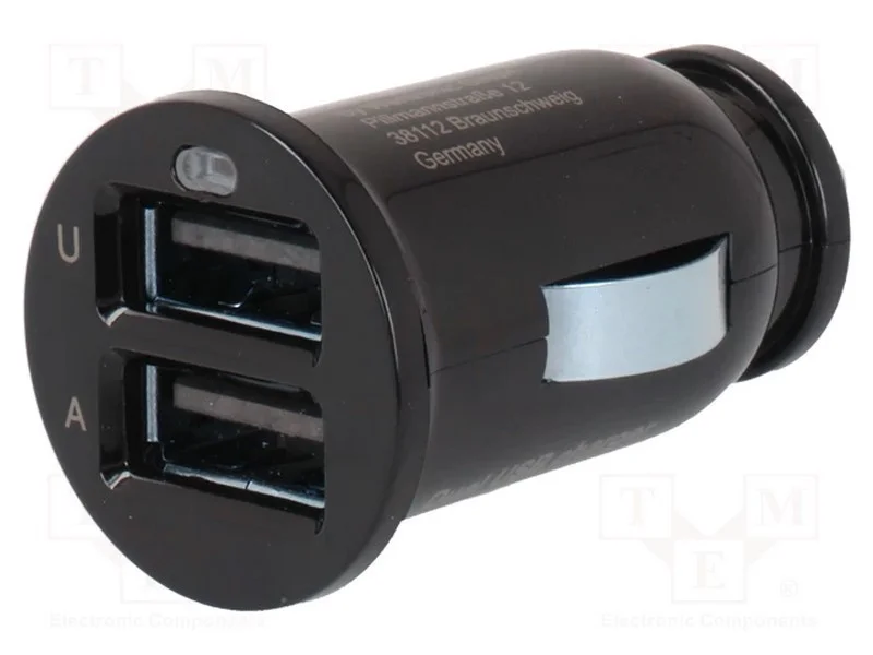 Alimentador de autom&oacute;vel, USB A tomada x2, Tens.a.