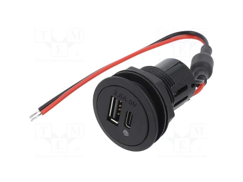 Alimentador de autom&oacute;vel, Tomada USB A,Tomada USB.