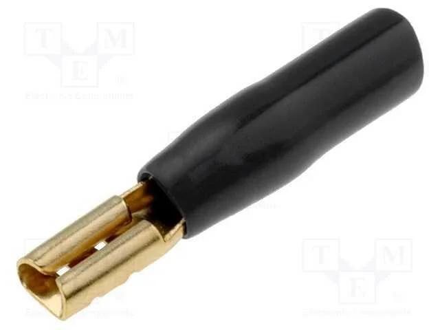 Conetor: Plano, 2,8mm, Dourado, Isolada, Preta, F&ecirc;mea