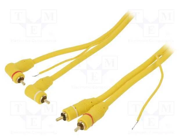 Cabo, Rca Ficha X2,Ficha Angular Rca X2,Comando, 5m, Amarelo
