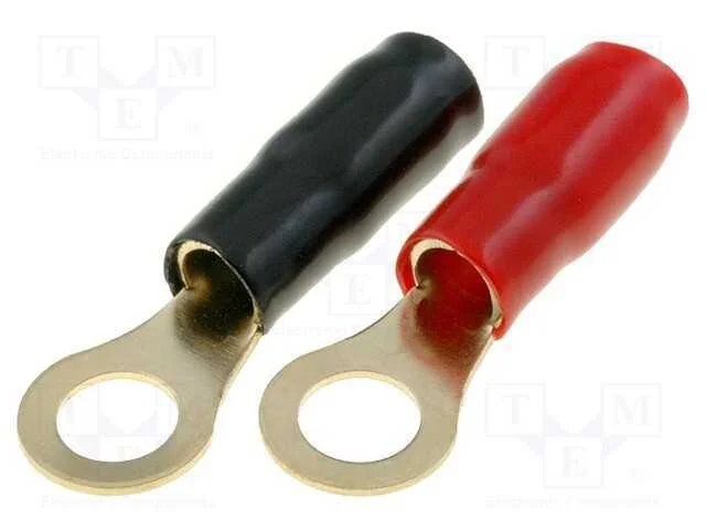Conetor: de Olhal, M8, 22mm2, Dourado, Isolada, Preto e Vermelho