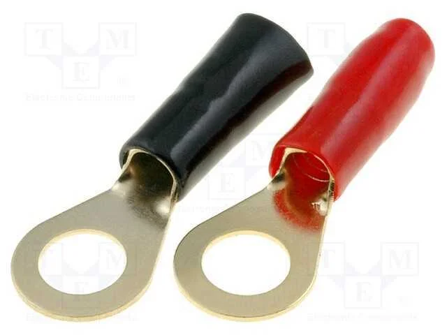 Conetor: de Olhal, M8, 16mm2, Dourado, Isolada, Preto e Vermelho