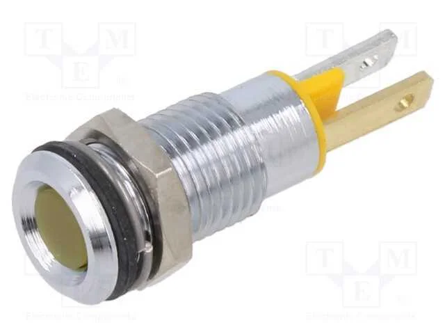 Luz Indicadora: Led; Plana; Amarela; 2,1vdc; &Oslash;8mm; Metal