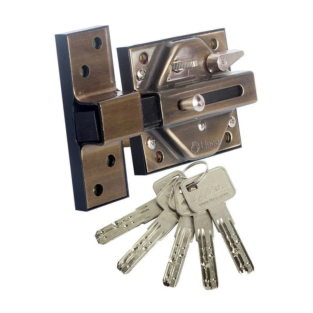 Trinco de Alta Seguran&ccedil;a 7930r Acabamento Bronze Ingl&ecirc;s 97930rbi Lince