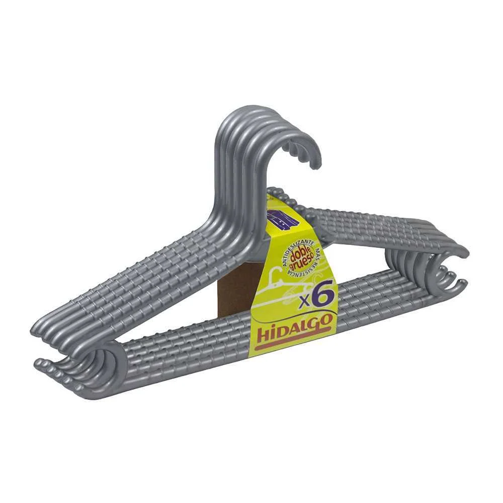Conjunto 6 Cabides Duplos Grossos Cor Prateado Hidalgo