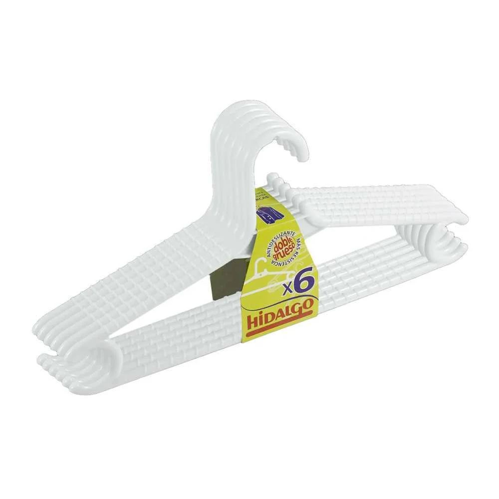 Conjunto 6 Cabides Duplos Grossos Cor Branco Hidalgo
