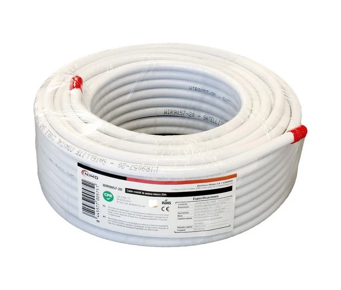 Cable Coaxial de Antena Blanco, 20m