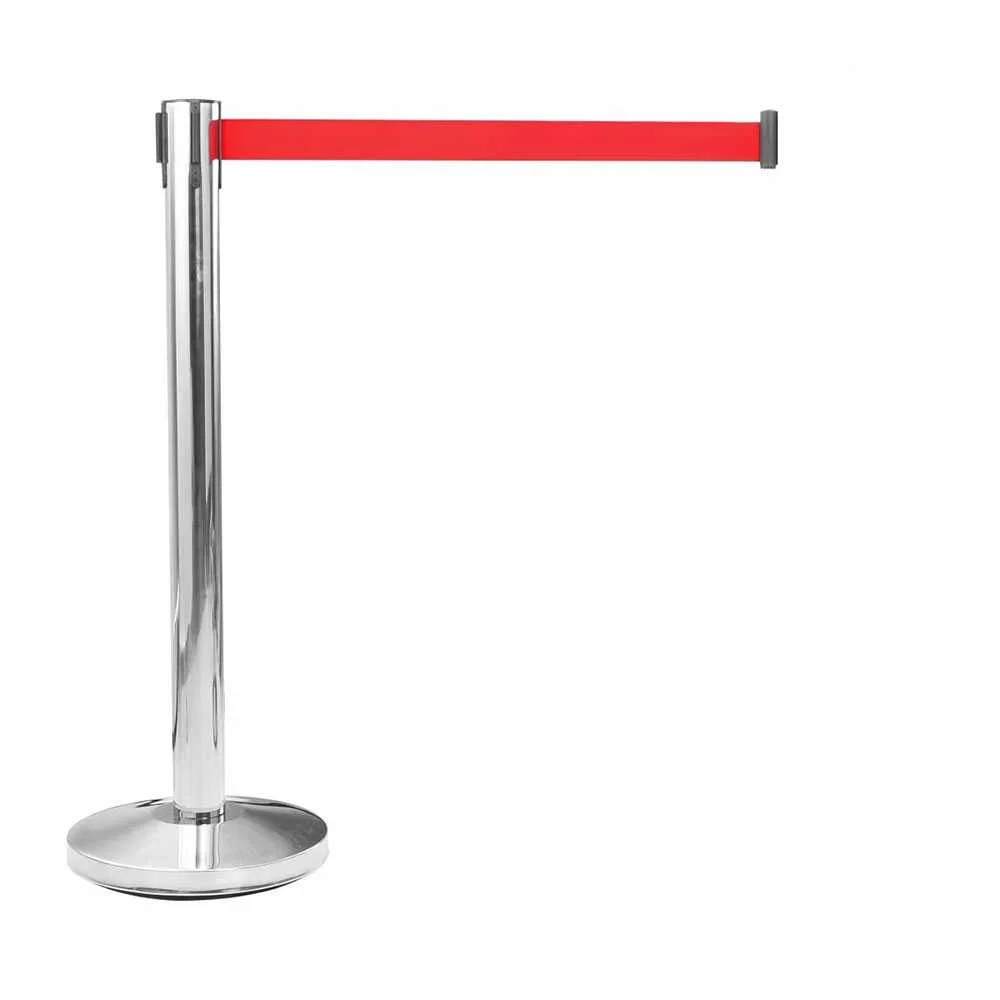 Poste Separador Inox Fita Vermelha Extens&iacute;vel 2m X 5mm