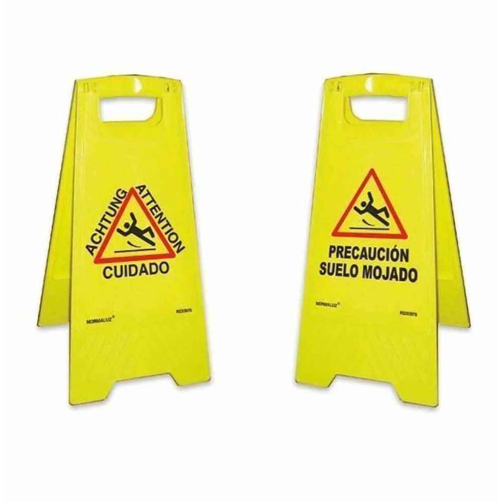 Sinal de Ch&atilde;o Amarelo Cuidado Piso Molhado 62cm H.
