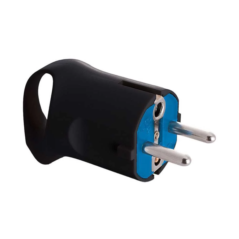 Ficha Schuko 4,8mm 16a 250v T/Tl Preta. com Anel para Facilitar a Extra&ccedil;&atilde;o. Solera 6566an