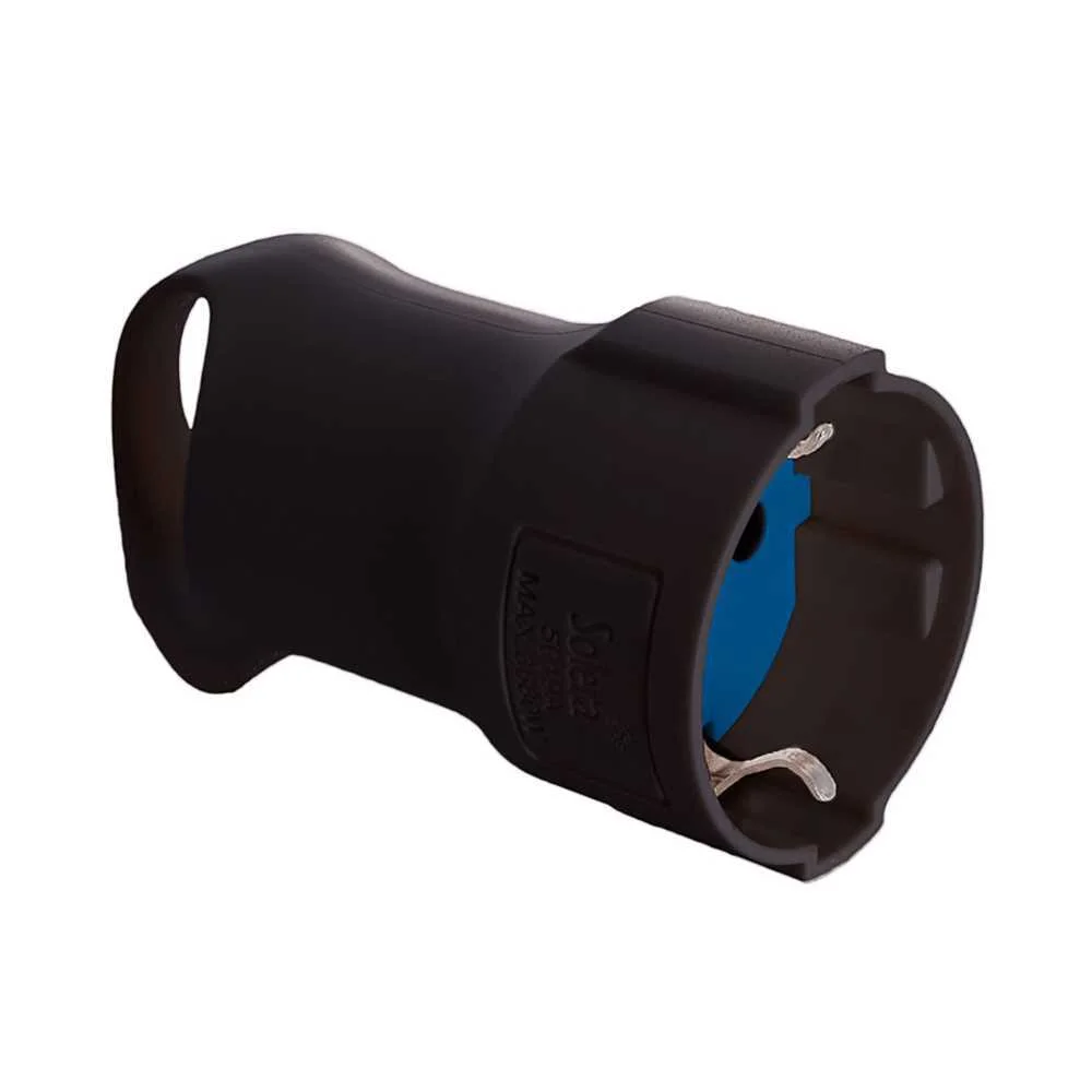 Tomada Schuko 4,8mm 16a 250v T/Tl Preta. com Anel para Facilitar a Extra&ccedil;&atilde;o. Solera 5019an