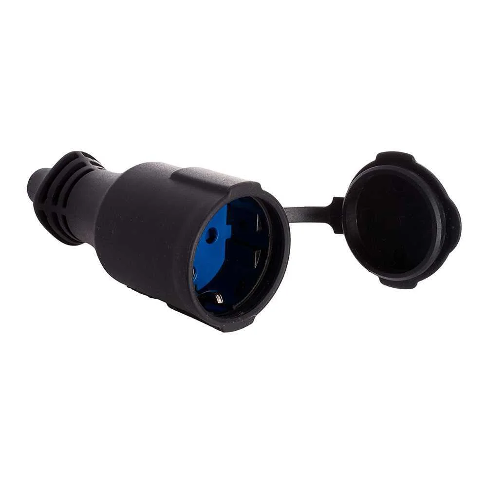 Tomada A&eacute;rea de Borracha com Tampa 16a 250v T/Tl Ip44 4,8mm Preta Solera 5707c