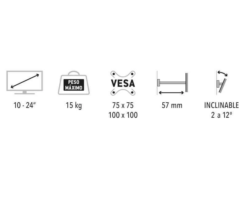 Soporte para Tv Led/Tft de 10" a 24" Con Inclinac.